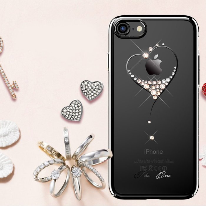 Чехол накладка Swarovski Kingxbar Starry Sky Black Heart для iPhone 8 Черный - Изображение 16613