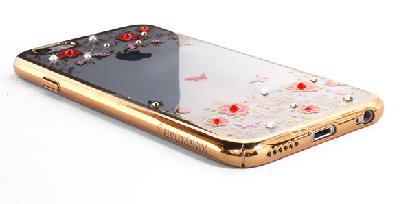 Чехол Swarovski KINGXBAR Flowers для iPhone 6S Цветы красные