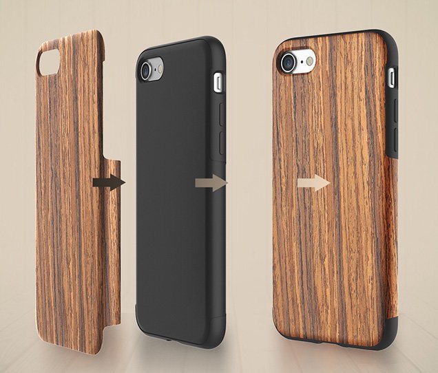 Деревянный чехол накладка Rock Origin Dark Wood для iPhone 7 Коричневый - Изображение 16831