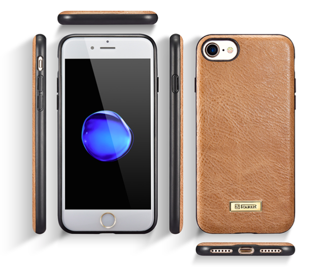 Кожаный чехол накладка iCarer Shenzhou Leather для iPhone 8 Коричневый - Изображение 17327