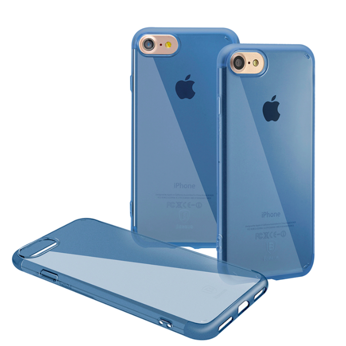 Силикновый чехол накладка Baseus Simple Anti-Scratch для iPhone 8 Синий - Изображение 17415