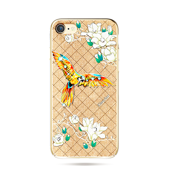 Чехол накладка Swarovski Kingxbar Fairy Land Parrot для iPhone 8 Золото - Изображение 17727