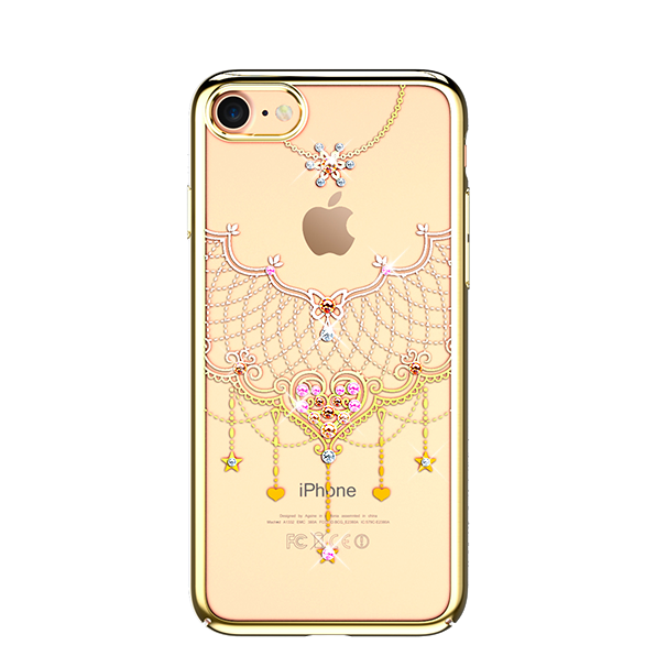 Чехол накладка Swarovski Kingxbar WANSHA Heart Gold для iPhone 7 Золото - Изображение 17909