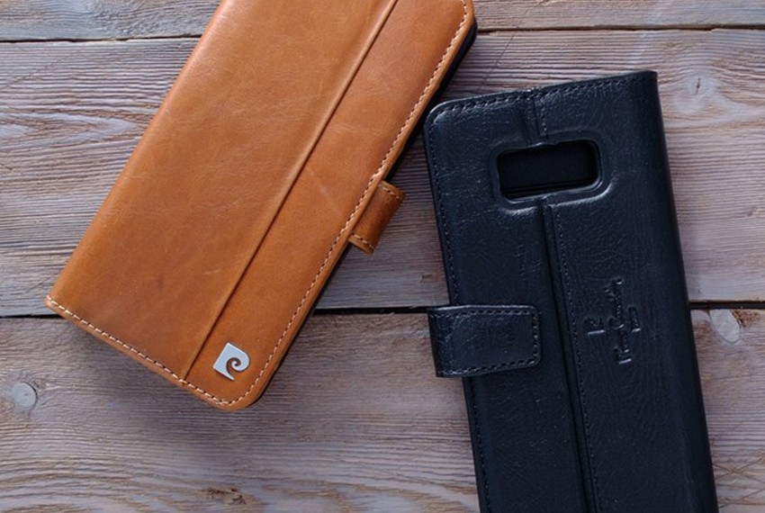 Кожаный чехол книжка Pierre Cardin для Samsung Galaxy S8 Plus Черный