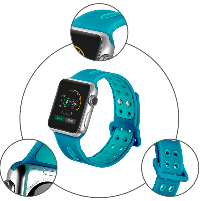 Спортивный ремешок Vilo Perforate Sport для Apple Watch 3 / 2 / 1 (38мм) Голубой - Изображение 30427