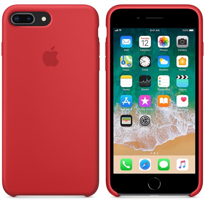 Силиконовый чехол накладка Apple Silicone Case для iPhone 8 Plus Красный - Изображение 19143