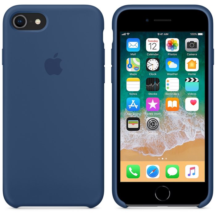 Силиконовый чехол накладка Apple Silicone Case для iPhone 8 Синий - Изображение 20869