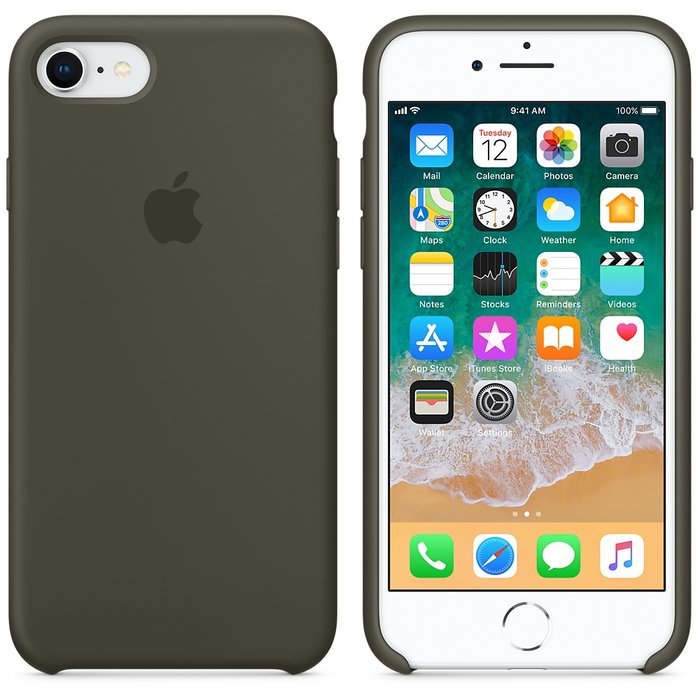 Силиконовый чехол накладка Apple Silicone Case для iPhone 8 Оливковый - Изображение 20871