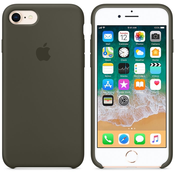 Силиконовый чехол накладка Apple Silicone Case для iPhone 8 Оливковый - Изображение 20875