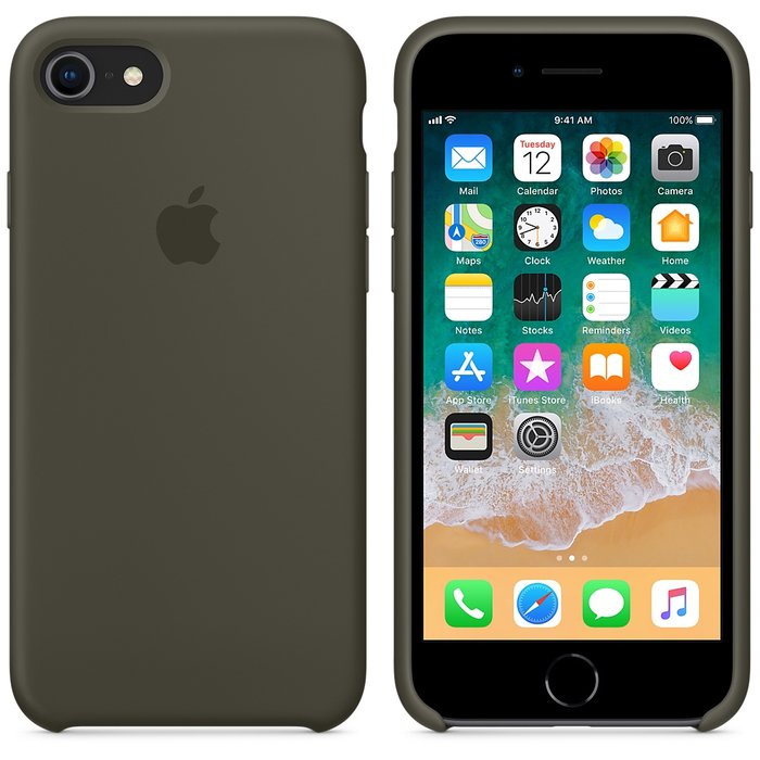 Силиконовый чехол накладка Apple Silicone Case для iPhone 8 Оливковый - Изображение 20879