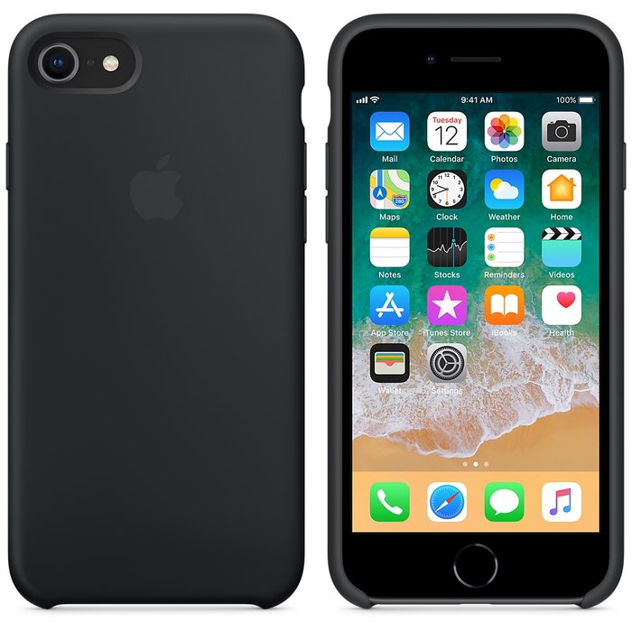 Силиконовый чехол накладка Apple Silicone Case для iPhone 8 Чёрный - Изображение 20919