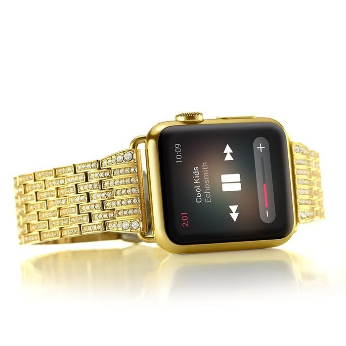 Браслет стальной с камнями для Apple Watch (42мм) Золотой - Изображение 21423