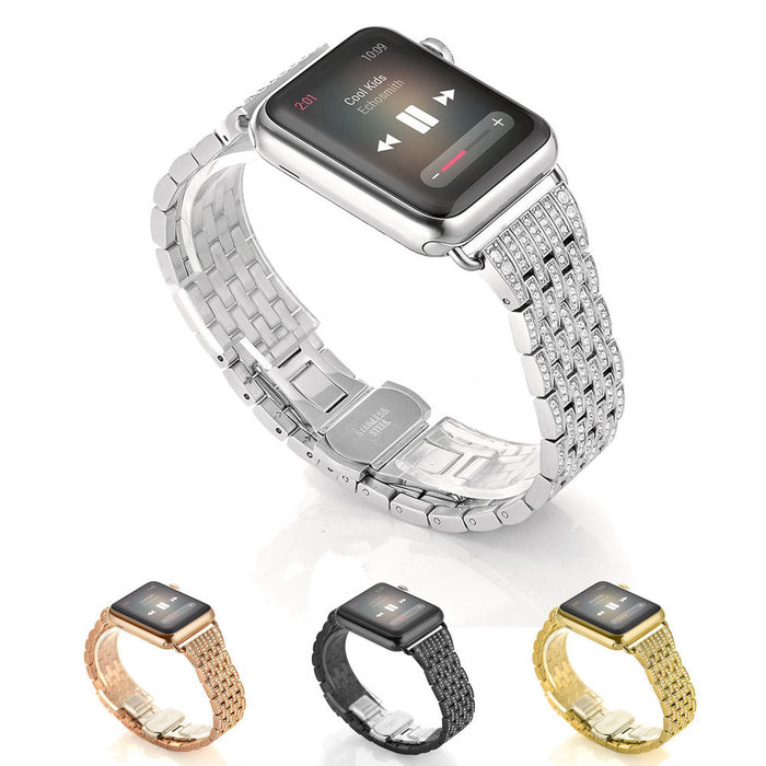 Браслет стальной с камнями для Apple Watch (42мм) Серебро - Изображение 21437