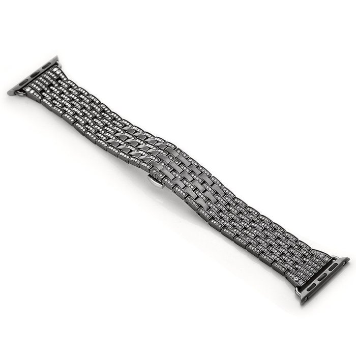Браслет стальной с камнями для Apple Watch (42мм) Черный - Изображение 21441