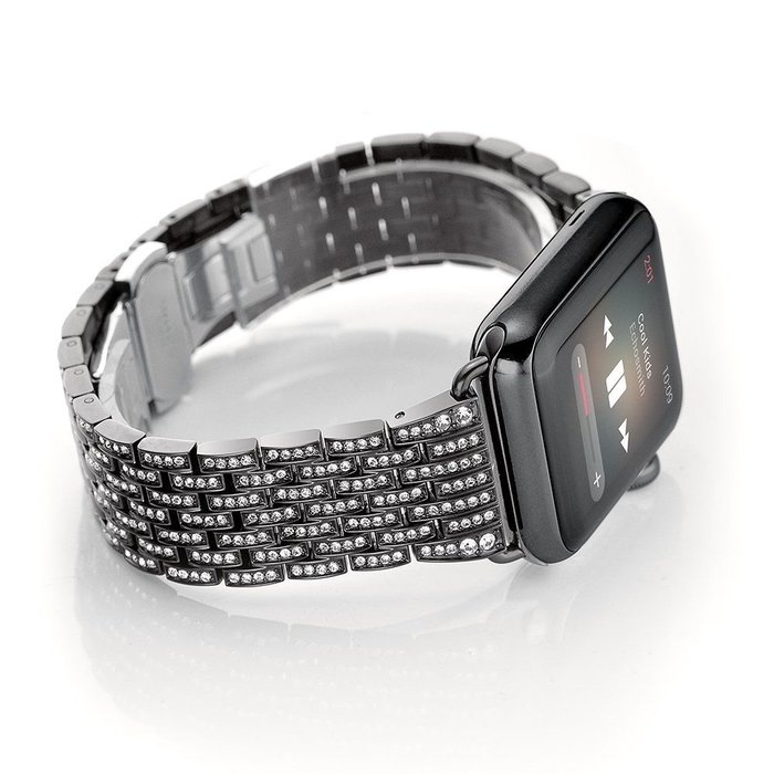 Браслет стальной с камнями для Apple Watch (42мм) Черный - Изображение 21443