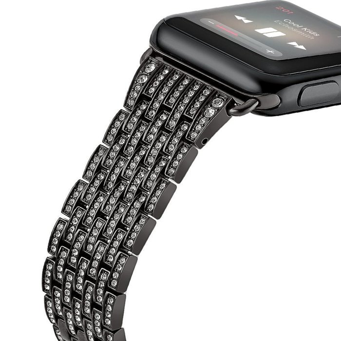 Браслет стальной с камнями для Apple Watch (42мм) Черный - Изображение 21447