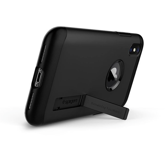 Противоударный чехол накладка Spigen Slim Armor для iPhone X Черный - Изображение 21553