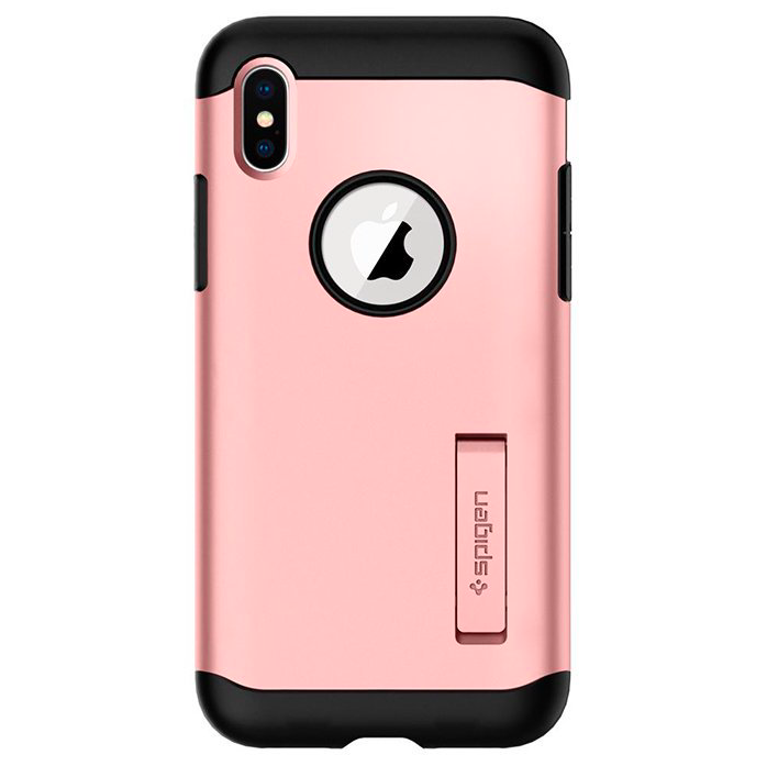 Противоударный чехол накладка Spigen Slim Armor для iPhone X Розовый - Изображение 21561