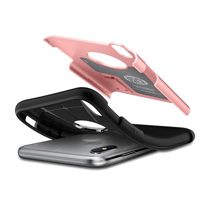 Противоударный чехол накладка Spigen Slim Armor для iPhone X Розовый - Изображение 21563