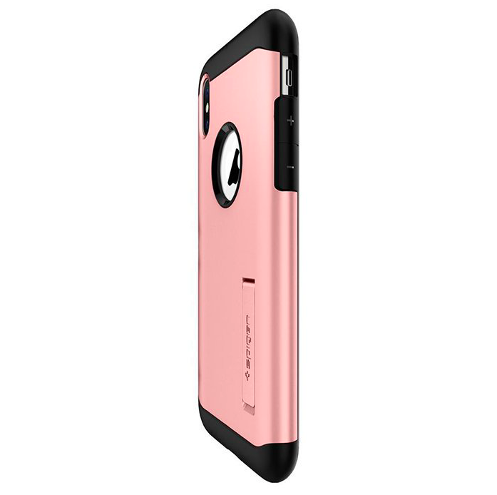 Противоударный чехол накладка Spigen Slim Armor для iPhone X Розовый - Изображение 21565