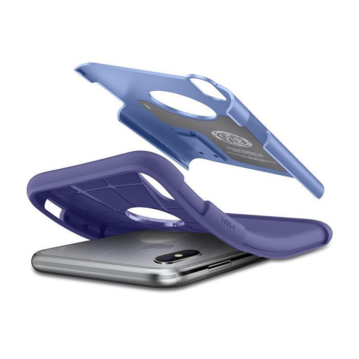 Противоударный чехол накладка Spigen Slim Armor для iPhone X Голубой - Изображение 21603