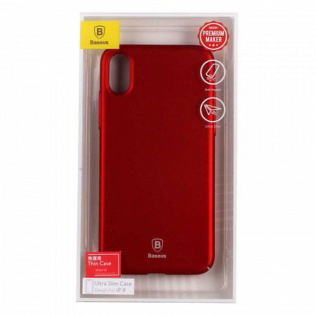 Чехол накладка Baseus Thin Case для iPhone X Красный - Изображение 31177