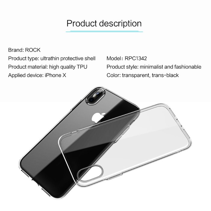 Чехол накладка Rock Pure Series для iPhone X Серый - Изображение 31225