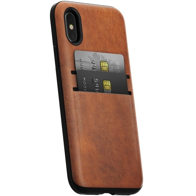 Кожаный чехол Nomad Leather Wallet Case для iPhone X Коричневый - Изображение 31551