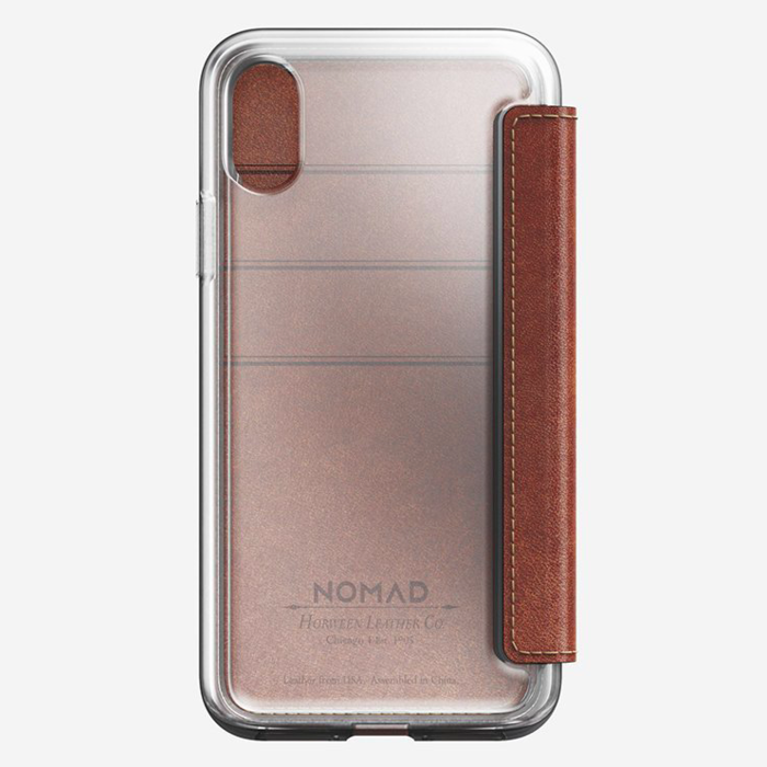 Кожаный чехол книжка Nomad Clear Folio Case для iPhone X Коричневый - Изображение 31649