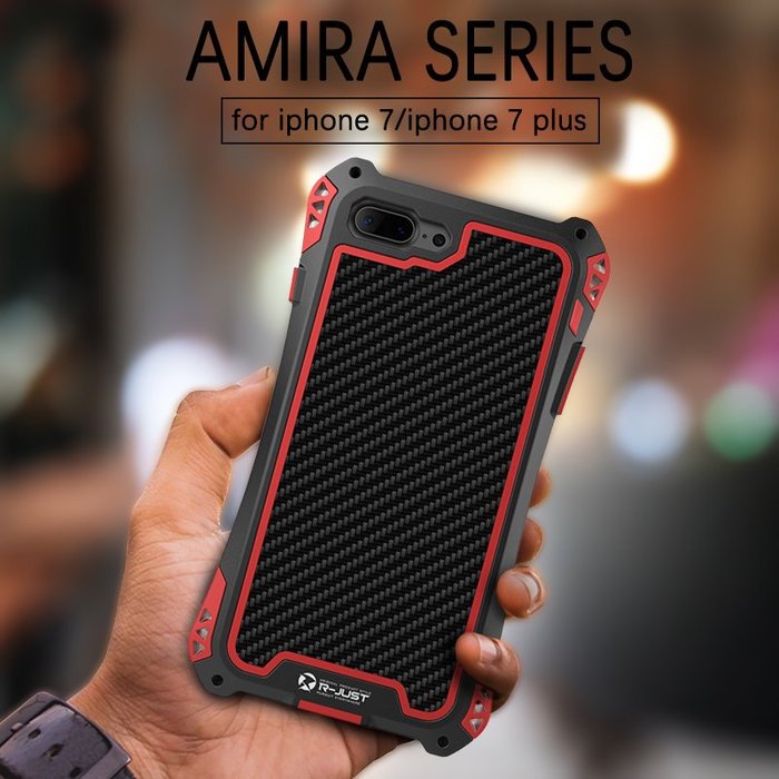 Противоударный чехол R-Just Amira для iPhone 8 Plus Черно-красный - Изображение 32561