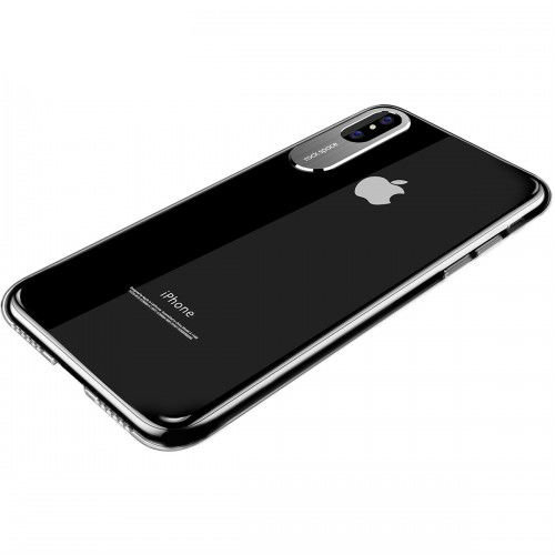Прозрачный чехол накладка с серебристой каймой Rock Space для iPhone X - Изображение 32687