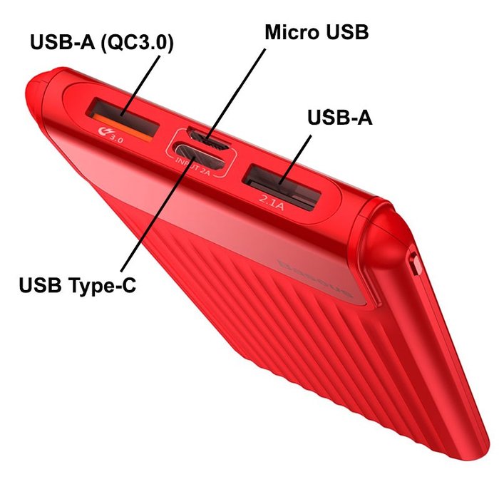 Внешний аккумулятор Power Bank Baseus Thinnest Dual Output 10000 mAh Красный - Изображение 32879
