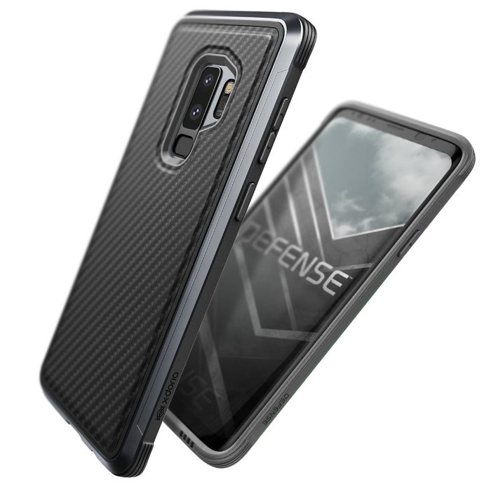 Противоударный чехол накладка X-Doria Defense Lux для Samsung Galaxy S9 Plus Черный Карбон - Изображение 33337