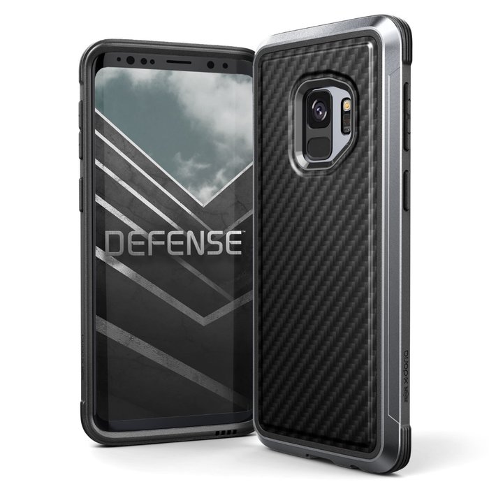 Противоударный чехол накладка X-Doria Defense Lux для Samsung Galaxy S9 Черный Карбон - Изображение 33405