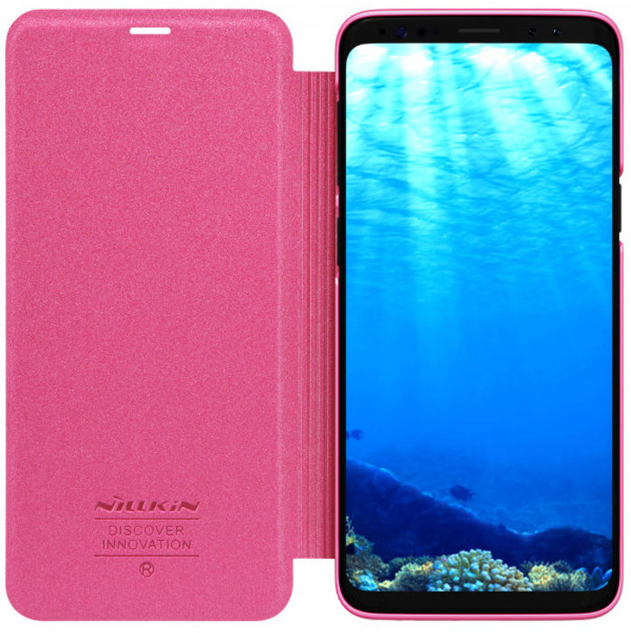 Кожаный чехол книжка Nillkin Sparkle для Samsung Galaxy S9 Plus Розовый - Изображение 33879