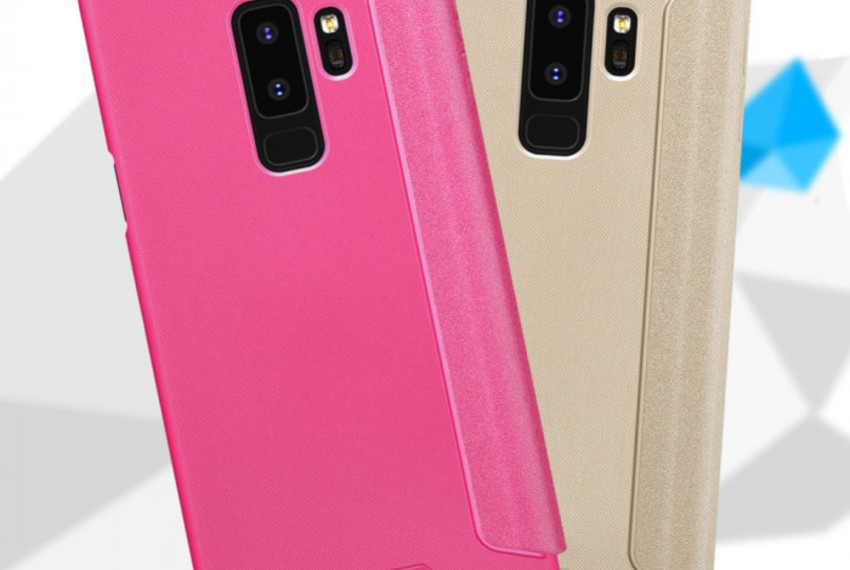 Кожаный чехол книжка Nillkin Sparkle для Samsung Galaxy S9 Plus Розовый