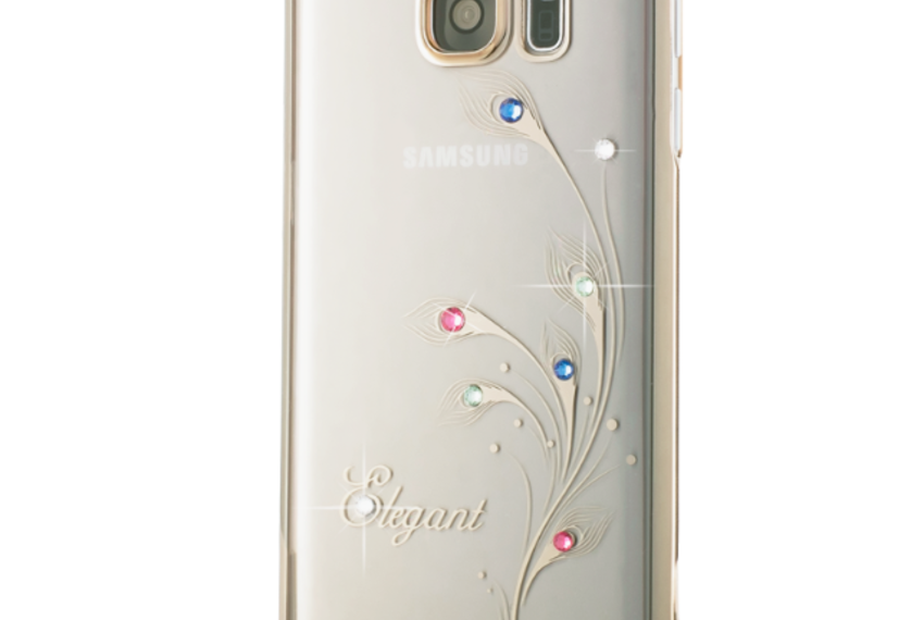 Чехол Swarovski Kingxbar Foliflora Gold для Galaxy S7 Edge Elegant