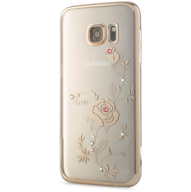 Чехол Swarovski Kingxbar Foliflora Gold для Galaxy S7 Edge Rose - Изображение 7933