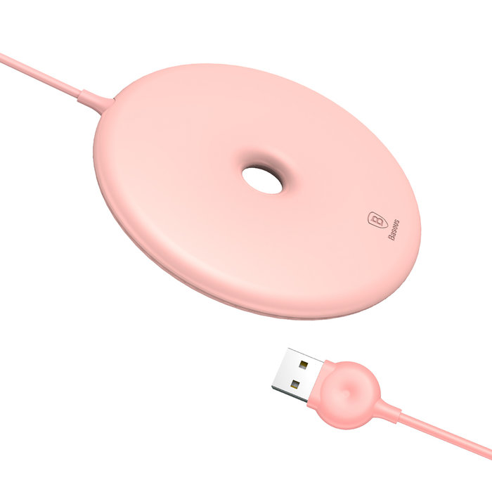 Быстрая беспроводная зарядка Baseus Donut Wireless Charger Розовая - Изображение 34283