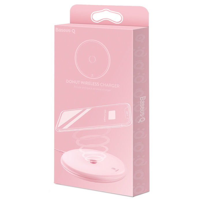 Быстрая беспроводная зарядка Baseus Donut Wireless Charger Розовая - Изображение 34309