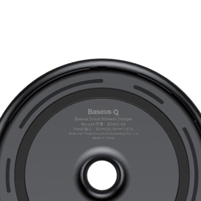 Быстрая беспроводная зарядка Baseus Donut Wireless Charger Черная - Изображение 34345
