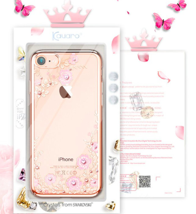 Чехол накладка Swarovski Kingxbar Flora Pink для iPhone 7 Розовое золото - Изображение 8015