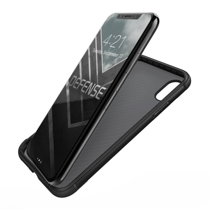 Противоударный чехол накладка X-Doria Defense Lux для iPhone X Черный карбон - Изображение 34723