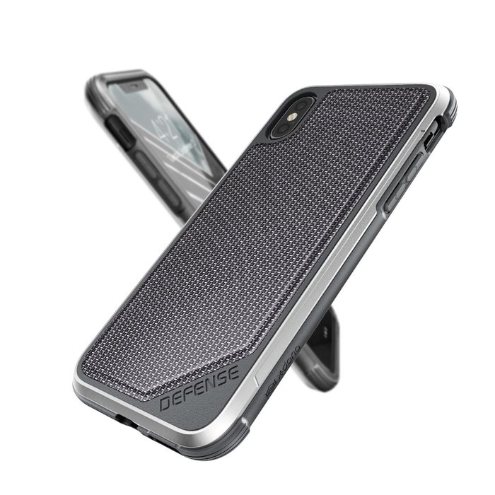 Противоударный чехол накладка X-Doria Defense Lux для iPhone X Серый нейлон - Изображение 34745