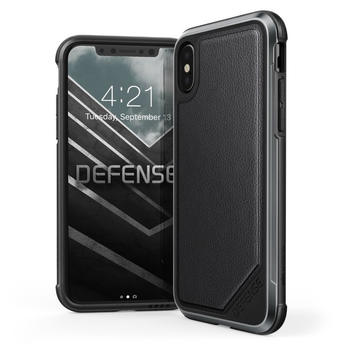 Противоударный кожаный чехол накладка X-Doria Defense Lux для iPhone X Черный - Изображение 34767