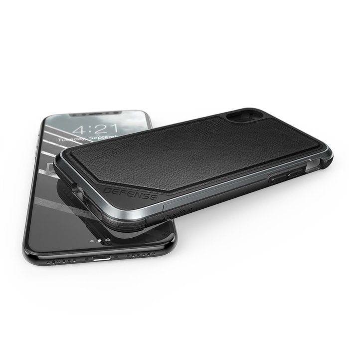 Противоударный кожаный чехол накладка X-Doria Defense Lux для iPhone X Черный - Изображение 34775
