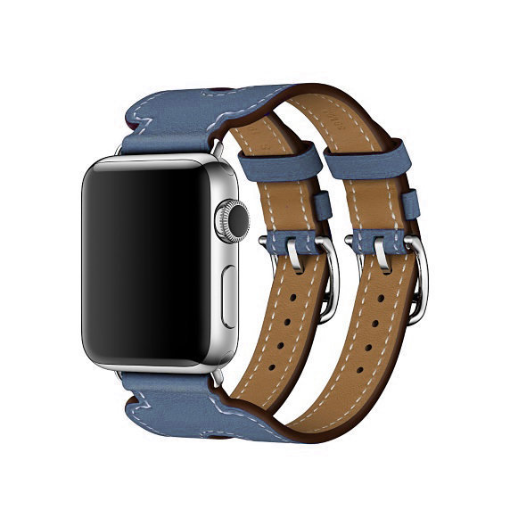 Ремешок кожаный HM Style Double Buckle для Apple Watch 38mm Blue - Изображение 35308