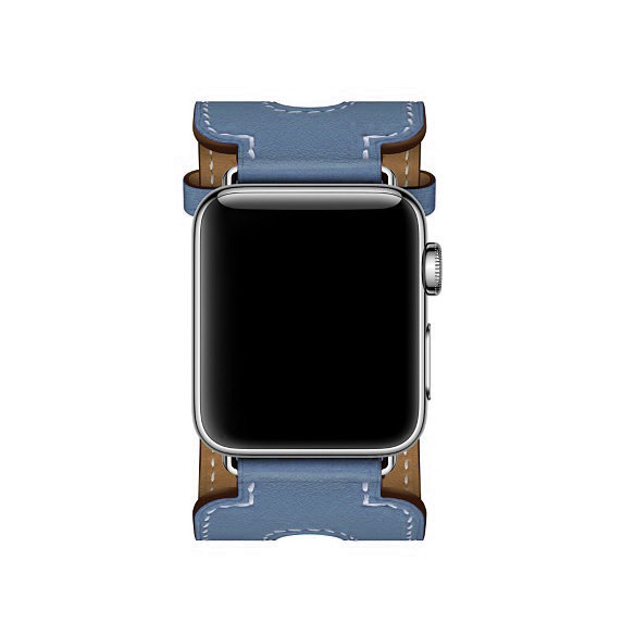 Ремешок кожаный HM Style Double Buckle для Apple Watch 38mm Blue - Изображение 35312