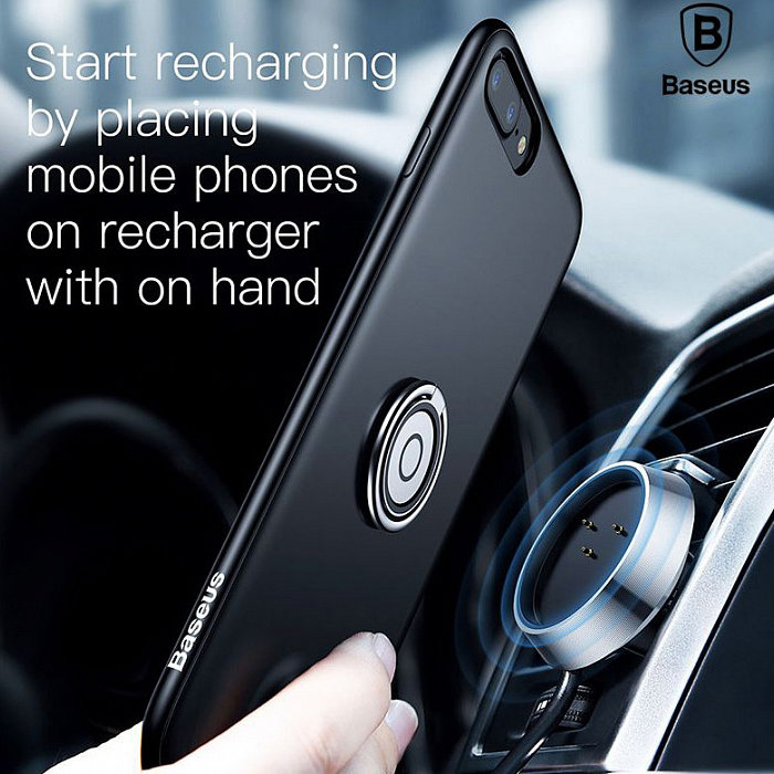 Чехол накладка + держатель с беспроводной зарядкой в воздуховод Baseus Magnetic Wireless Charging для iPhone 8 Plus Черный - Изображение 102985