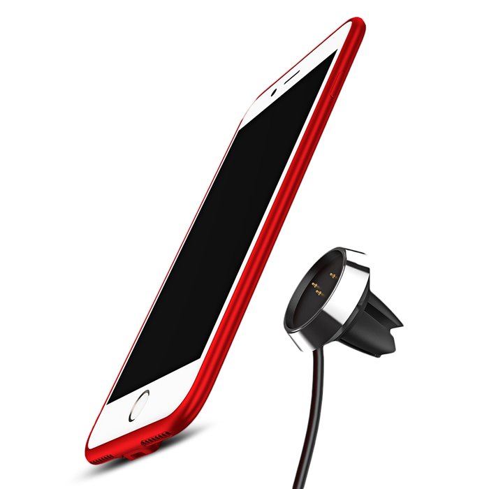 Чехол накладка + держатель с беспроводной зарядкой в воздуховод Baseus Magnetic Wireless Charging для iPhone 8 Plus Красный - Изображение 102997